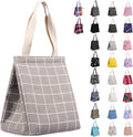 iknoe Insulated Lunch Bag for Women & Adults, 9L Foldable Wide-Open Cooler Bag with Pockets, Leakproof & Portable, for Picnic, Office, Beach(Gray grid)