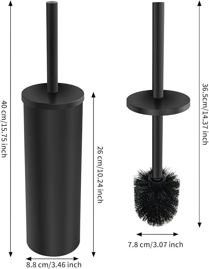 Stainless Steel Toilet Brush with Holder Set for Bathroom Storage and Organization Toilet Bowl Cleaner Brush and Holder (1, Black)