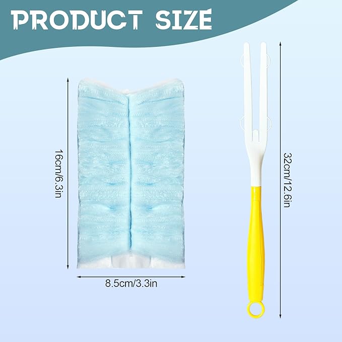50pcs 360° Dusters Refills for Swiffer Dusters with 4X Microfibers,Blue Heavy Duty Efficient Duster Kit Disposable Dusters Refills with 1 Handle for Cleaning Furniture, Blinds, Ceiling Fans, Pet Hair
