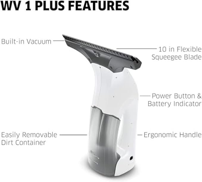 Kärcher WV 1 Electric Window Vacuum Squeegee 10" - Perfect for Showers, Mirrors, Glass, and Countertops - Electric Squeegee