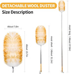 Feathers Duster,Long Telescoping Lambswool Dusters with Stainless Steel Extension Pole Up to 87.8" for Cleaning High Ceiling Fan, High Ceilings,Furniture,Hard to Reach Areas