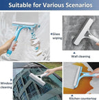 3 in 1 Spray Squeegee, WindowSqueegee with Spray 3 in 1 WindowSqueegee Cleaner, Spray WindowSqueegee Cleaner Tool with SprayBottle, for Car, Home, Kitchen Window（Blue+White）