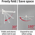 Danpoo Clothes Drying Rack Foldable Wall Mounted Laundry Drying Rack Clothing Coat Hanger Clothes Dryer White
