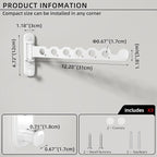 Wall Mounted Clothes Hanger Rack Foldable Drying Rack Hook Folding Indoor for Laundry Room Organization Bedroom Collapsible Racks Perfect for Small Spaces, 6 Hole White 2 Packs