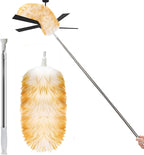 Lambswool Feather Duster with Extension Pole up to 97inch,Extendable Feather Duster Used for Cleaning High Ceiling Fan, High Ceilings,Furniture,Hard to Reach Areas