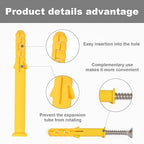 Drywall Anchors Kit 60 pcs 304 Stainless Steel Philips Flat Head Screws and 60 pcs Plastic Anchors for Concrete, Drywall, Brick, and Heavy Hanging Mounting, 3 Size M6 x 30mm/ 40mm/ 60mm