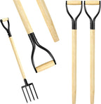 2 Pcs Spading Pitchfork Handle 30 Inch Wooden Shovel Handle Replacement D Shaped Pitch Fork Handles Replacement Tool for Shovel Scoop Hoe Rake Garden Digging