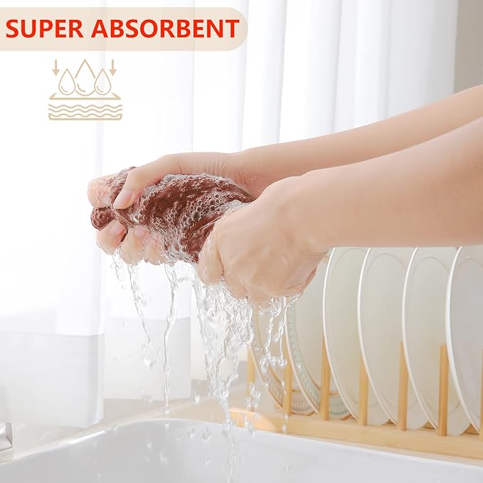 Homaxy 100% Cotton Waffle Weave Kitchen Dish Towels, Ultra Soft Absorbent Quick Drying Cleaning Towel, 13 x 28 Inches, 8-Pack, Rust