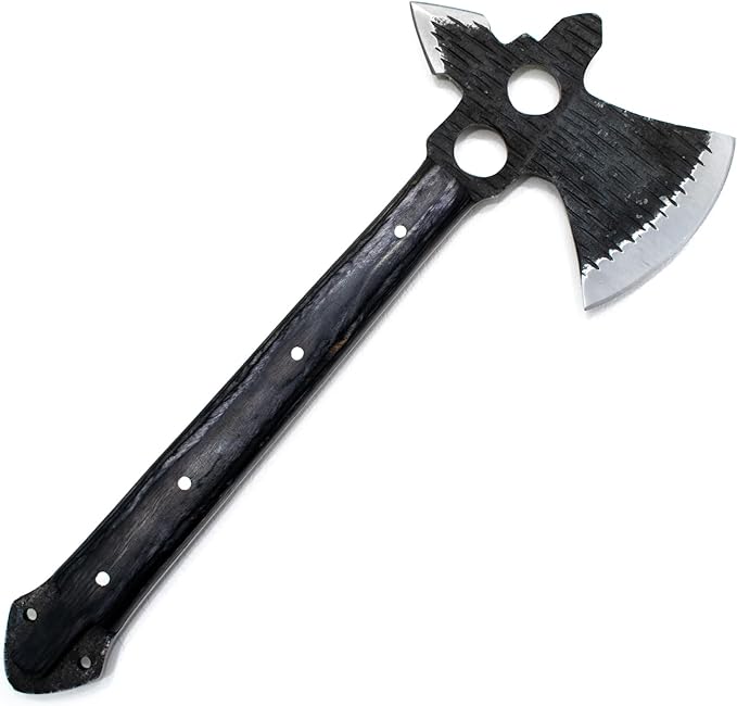 Titan International Knives Hunting Tomahawk Axe 1080 Carbon Steel Fixed Blade Diamondwood Handle with Sheath for Camping/Bushcraft/Outdoors