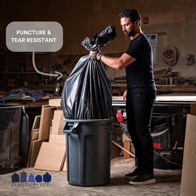 Plasticplace 40-45 Gallon Trash Bags │ 2.3 Mil │ Black Heavy Duty Garbage Can Liners │ 40" x 46" (50 Count)