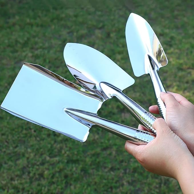 Stainless Gardening Shovel Set,Heavy Duty One-Piece Small Garden Trowel Hand Shovel Gardening Tools for Planting, Digging, Weeding, Moving and Smoothing, Gardening Gifts for Women