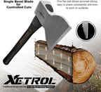 Traditional Broad Axe 36oz, Wood Axe, Biber Classic Carpenter's Hatchet, Straight Wooden Handle & Forged Steel Head, Hickory Handle, Outdoor Wood Splitting Chopping & Carving Tool