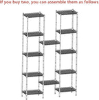 REGILLER 6 Wire Shelving Steel Storage Rack Adjustable Unit Shelves for Laundry Bathroom Kitchen Pantry Closet(Silver, 11.7" D x 16.8" W x 63" H)