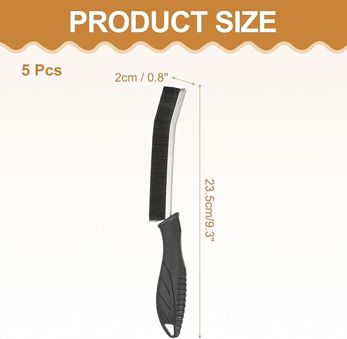 uxcell 5pcs Crevice Cleaning Brush, Hard Bristle Gap Scrub Brush, Bathroom Cleaning Tools for Window Bathroom Faucet Gap, Black