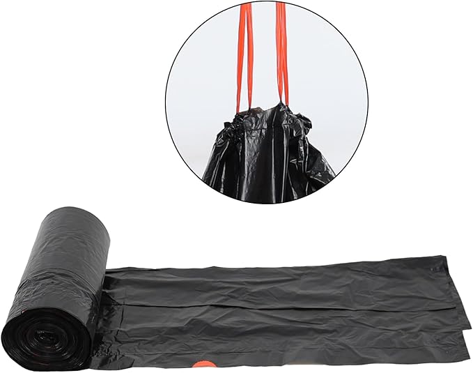 Tall Kitchen Drawstring Trash Bags, 10 Gallon, Heavy Duty Garbage Bag Unscented, 110 Count, Black, F