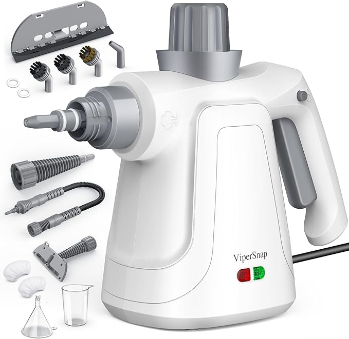 Pressurized Deep Cleaning Steam Cleaner, 15.2OZ Chemical-Free Steamer with 14PCS Accessories & Safety Lock, Handheld Steam Cleaner for Home, Car, Furniture, Grease, Grout, Floor