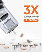 Car Vacuum Portable Cordless, 21000PA Handheld High Power Suction & Blower, Small Cordless Handheld Vacuum Cleaner for Car, Home, Office