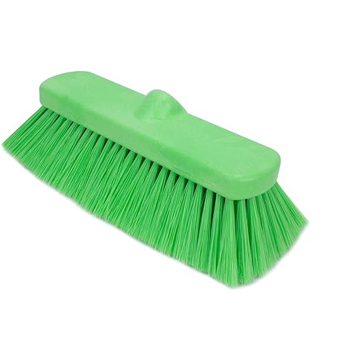 SPARTA 41278EC75 Flo-Thru Plastic Wall Scrub Brush, Equipment Brush With Soft Nylex Bristles For Industrial Kitchens, Hospitals, Commercial Cleaning, 4 Inches, Lime