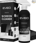 EVEO® Screen Cleaner Spray Kit (Streak-Free) TV Screen Cleaner for Smart TV, LCD, LED, OLED | Computer Screen Cleaner Spray and Wipe Microfiber Cloth - TV, Monitor, Laptop, iPad, Car - 6.7oz 1 Pack
