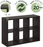 Furinno Cubicle Open Back Decorative Cube Storage Organizer, 6-Cube, Black Dark Oak