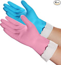 HSL Household Cleaning Gloves - Reusable Kitchen Dishwashing Gloves with Latex Free, Cotton lining, Waterproof, Non-Slip (Large, 2 Pairs)