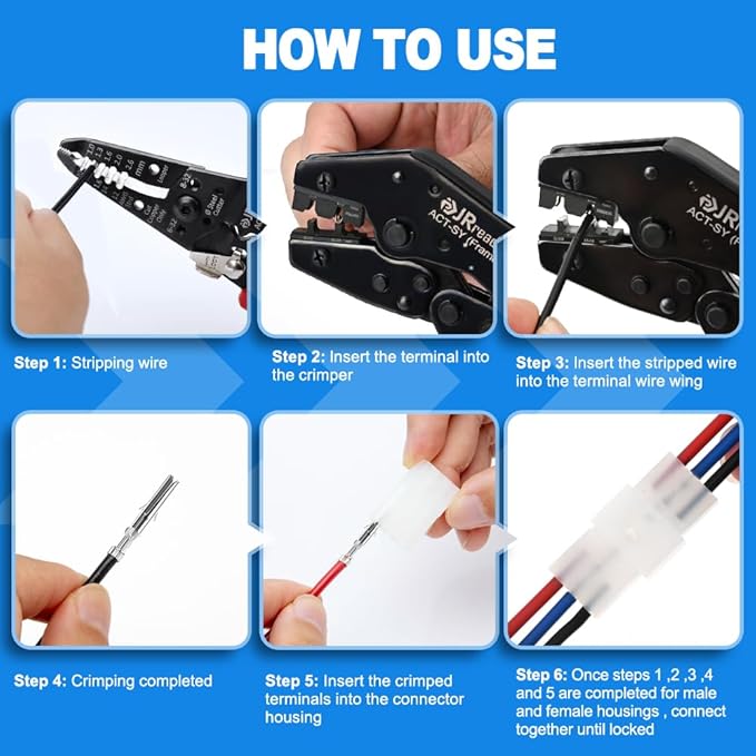 JRready ST6552 .062” Pin Connector Kit 3.68mm Pitch Upgraded Handle Pin Removal Crimping Tool 2pin 3pin 4pin 6pin Molex Wire Connectors Housing 18-24AWG Pins Sockets 1.57mm Diameter