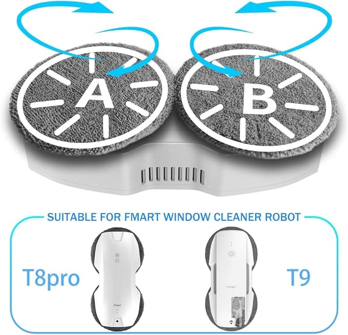 FMART Microfiber Cleaning Clothes Window Cleaner Robot T9PRO/T10PRO/T11, Reusable, Machine Washable, Replacement Set, 12pcs