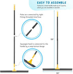 Floor Squeegee for Concrete, 30'' Large Rubber Broom for Tile, 59'' Long Handle Heavy Duty Water Wiper for Garage, Deck