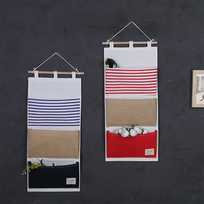 Fish Extender Hanger Over The Door Organizer Hanging Organizer Hanging Storage Bag 3 Pockets(Navy Blue)