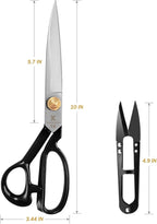 Sewing Scissors 10 Inch - Fabric Dressmaking Scissors Upholstery Office Shears for Tailors Dressmakers, Best for Cutting Fabric Leather Paper Raw Materials Heavy Duty High Carbon Steel(Right-Handed)