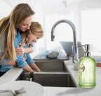 JASAI 18 Oz Vertical Striped Green Soap Dispenser with 304 Rust Proof Stainless Steel Pump, Refillable Lotion Soap Dispenser for Bathroom, Kitchen, Hand Soap, Dish Soap (Clear Green)