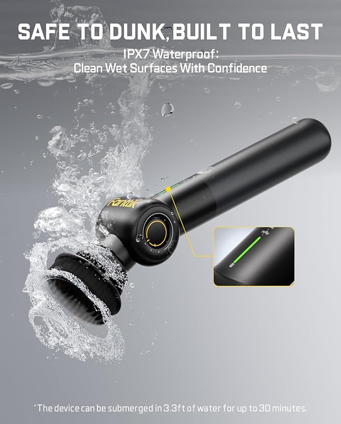 Fanttik VoltiPulse G9 Pro Electric Scrubber, Dual-Speed Rotary Cleaner with 6 Brush Heads, Adjustable Angle & Extendable Handle, IPX7 Waterproof, Type-C Charging for Bathroom, Tile, Grout