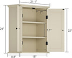 ChooChoo Bathroom Wall Cabinet, Over The Toilet Space Saver Storage Cabinet, Medicine Cabinet with 2 Door and Adjustable Shelves, Cupboard, Antique White & Brown