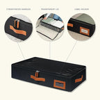 OrganiHaus Under Bed Storage Containers, Bedroom Storage and Organization Bins, Clothes Organizer for Closet with Clear Cover and Reinforced Handles - Set of 2 33x17x6 inches Black