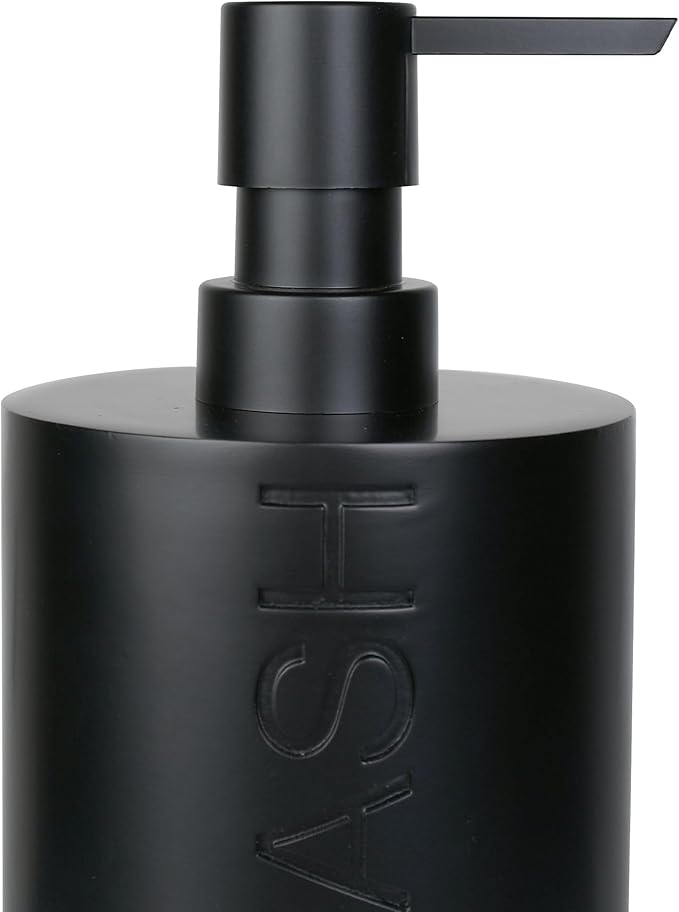 Matte Black Body Wash Dispenser Luxurious Refillable Pump Bottle with Embossed Text, Durable Construction for Bathroom and Shower