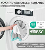 UPSTAR Microfiber Cleaning Cloth, Reusable Paper Towels Rolls, Cleaning Rags for Washing Dishes, Kitchen,Bathroom, 12x12 inch,50 Packs/Roll, White