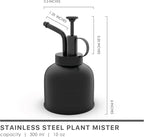 Plant Mister Spray Bottle Stainless Steel Watering Can for Indoor Plants Bonsai Sprayer Succulent Spritzer Houseplant Atomizer Terrarium Mister Modern Garden Tools 10oz/300ml Black