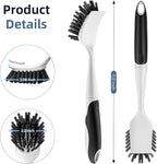 Dish Scrub Brush, 2 Pack Stiff Bristles Cleaning Scrubber Brushes with Non Slip Handle Built-in Scraper, Kitchen Dish Brushes for Cleaning Pans, Pots, Stoves, Sink
