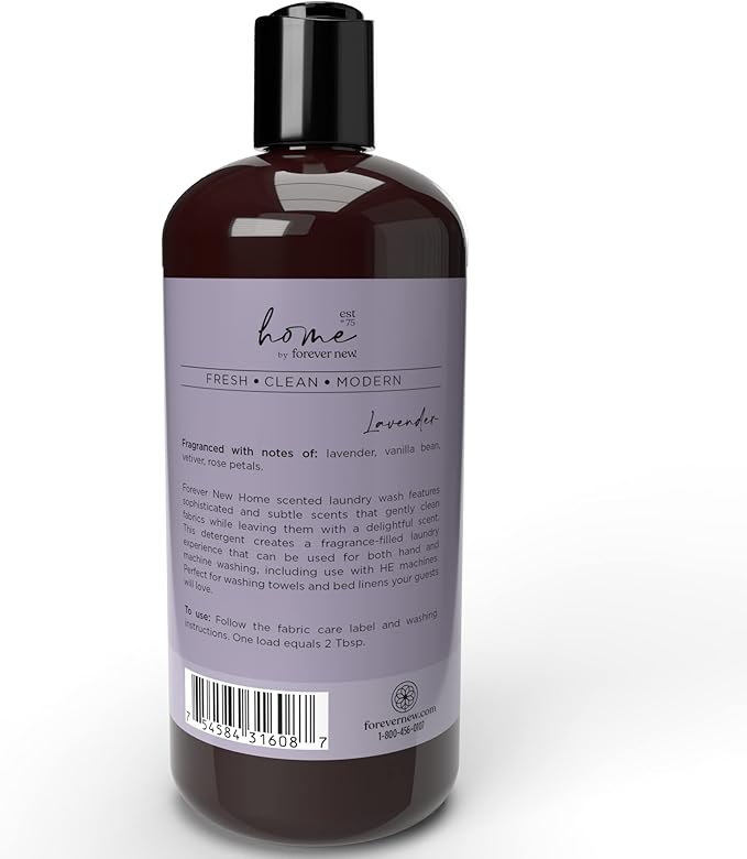 Home by Forever New - Scented Liquid Laundry Detergent, Lavender, 16 Fl Oz – Perfect for Washing Towels, Bed Linens, Clothing, and More