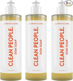 THE CLEAN PEOPLE Liquid Dish Soap - Clean, Simple Ingredients - Extra Scrubbing Power (Citrus Clove Scent) 12 fl. oz (3 Pack)