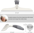 MR.SIGA Multi-Purpose Silicon Squeegee for Window, Glass, Shower Door, Car Windshield, Heavy Duty Window Scrubber, Includes Suction Hook, 10 inch, White & Gray, 2 Pack