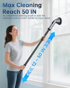 Electric Spin Scrubber, IPX7 Waterproof Dual Speed Cordless Cleaning Brush with 7 Brush Heads, Extendable Long Handle Shower Scrubber for Bathroom Shower Bathtub Glass Tub Tile Floor Car