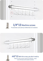 BaiNong 16.5" Valet Rod for Closet Pull Out With 6 Hooks Valet Rods for Closets (2Pack Silver) Closet Valet Rod Slide Out