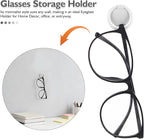 FUOYLOO 8pcs Adhesive Wall Glasses Organizer - 180° Folding Eyewear Storage Rack for Small Spaces - Eyeglass Holder for Home and Office Use White