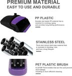 Broom and Dustpan Set, Upright Purple Broom with Dustpan Combo Set 51" Long Handle, Self Cleaning Dust Pan for Home, Kitchen and Office