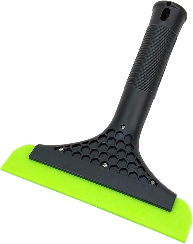 Super Flexible Silicone Squeegee, Auto Water Blade, Water Wiper, Shower Squeegee, 5.9'' Blade and 7.5'' Long Handle, for Car Windshield, Window, Mirror, Glass Door, Black Green