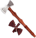 Armory Replicas™ Viking Raider Double Bitted War Axe - Hand Crafted Tempered Carbon Steel Norse Inspired Battle Axe w/Genuine Leather Sheath