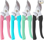 Pruning Shears for Gardening, 4 Pack Garden Scissors for Cutting Fresh Flowers, Floral Clippers for Plants, Fruits (Pink, Green, Blue, Black)