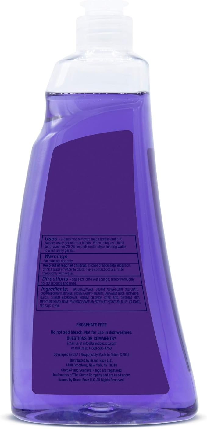 CLOROX Scentiva Liquid Dish Soap, Tuscan Lavender & Jasmine Scent - Dishwashing Detergent Cuts Through Grease - A Powerful Clean You Can Trust, 26 Fl Oz