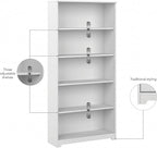 Bush Furniture Tall 5 Shelf Bookcase, Large Open Bookshelf, Sturdy Display Cabinet for Living Room or Home Office, Cabot Collection, White